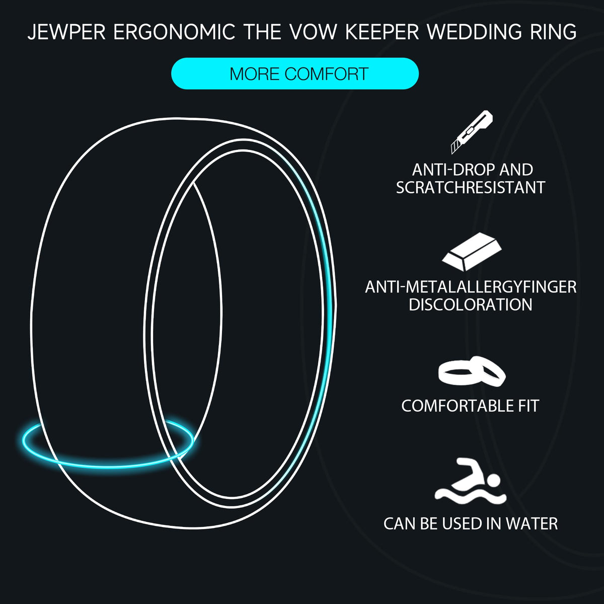 JEWPER 4mm Men Womens Wedding Band Tungsten Rings Gold Fashion Promise Carbide Inlaid White Opal Matte Finish Edge Comfort Fit Size(5)