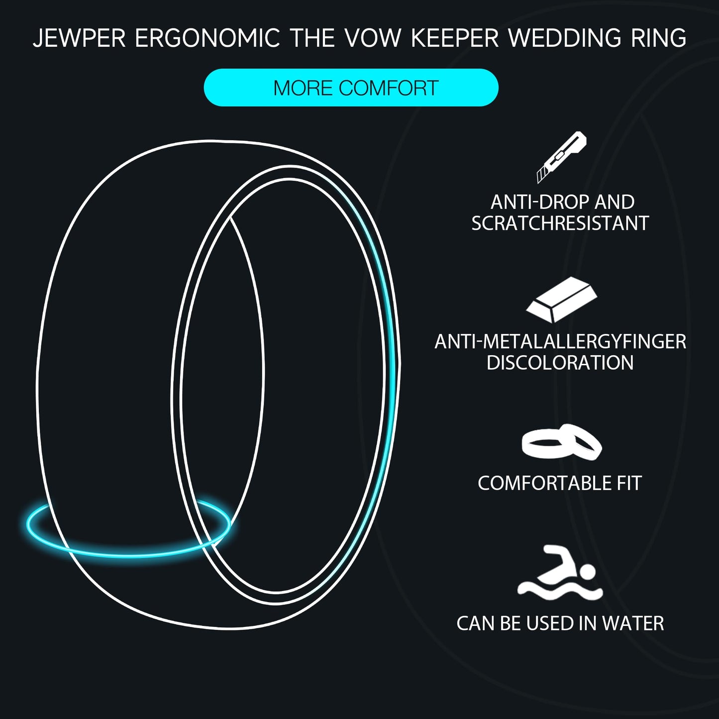 JEWPER 4mm Men Womens Wedding Band Tungsten Rings Gold Fashion Promise Carbide Inlaid White Opal Matte Finish Edge Comfort Fit Size(7)