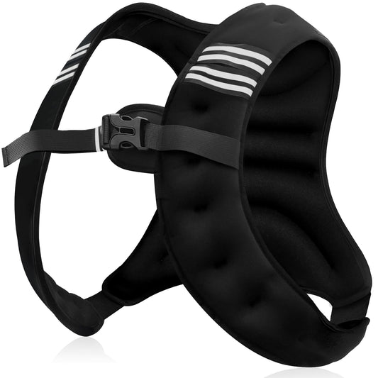 NATURELUX Weighted Vest with Reflective Stripe and Adjustable Buckle Straps, Black, 10 lbs