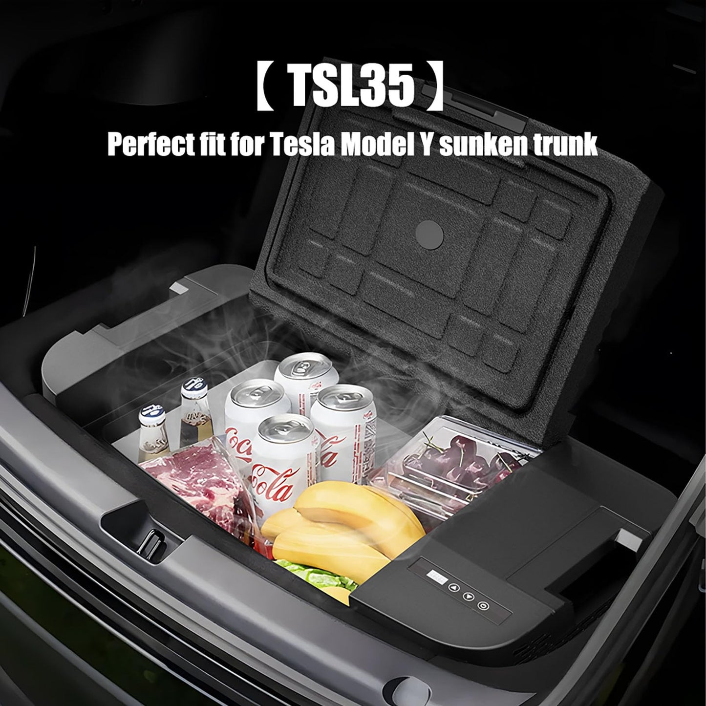 Alpicool TSL35 Portable Car Refrigerator for Tesla Model Y 2024, 37qt(35L) Car Freezer, Fast Cooling Fridge -4℉~68℉, 12/24V DC for Outdoor, Camping