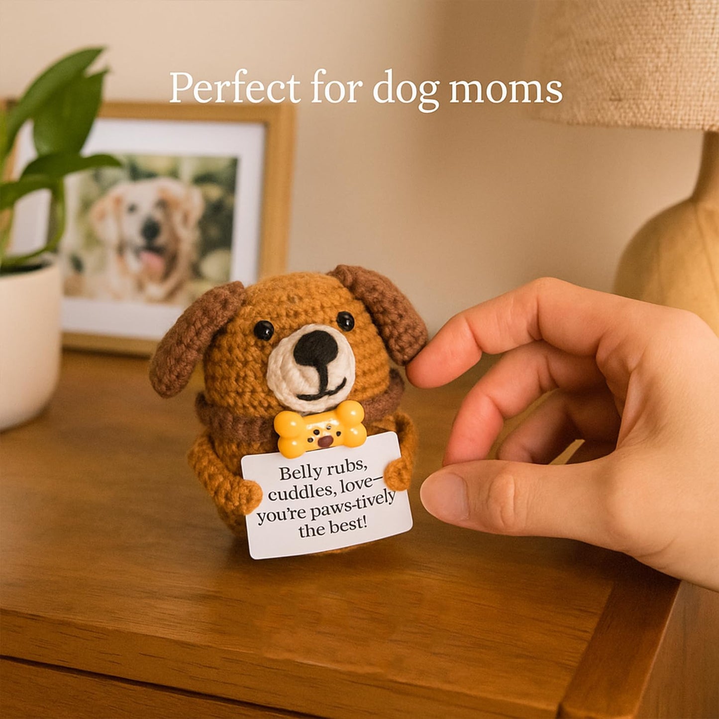 TWPER Dog Lovers Birthday Gifts for Women Men, Positive Crochet Animals Puppy, Funny Dog Mom Owner Gift for Friends Coworkers Thank You