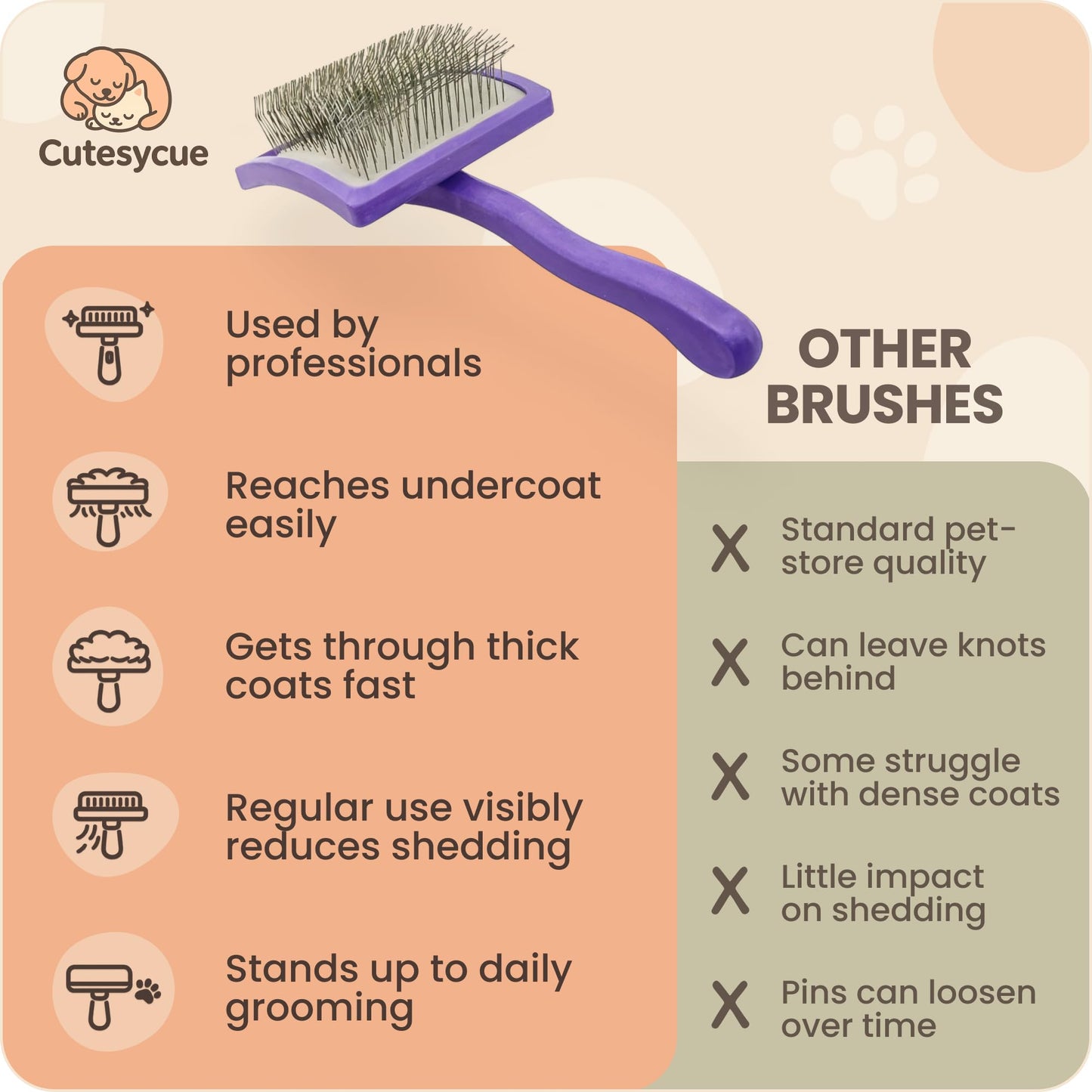 Dog Slicker Brush for Large Dogs – Gentle Long Bent Pins for Goldendoodles, Labradoodles & Poodles – Removes Tangles, Knots & Mats – Eco-Friendly Handmade Wood Brush, Groomer-Recommended Comfort Grip