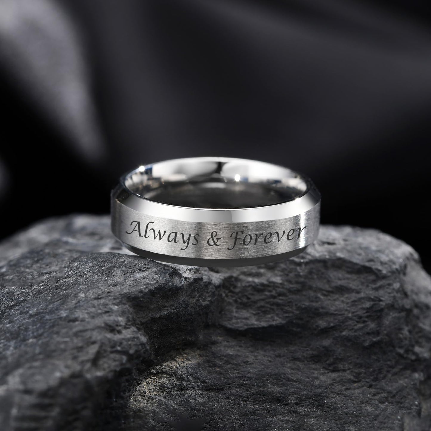VNOX Customize Personalized 6MM Stainless Steel Simple Matte Brushed Finish Wedding Band Engagement Rings for Men Women,Size 12