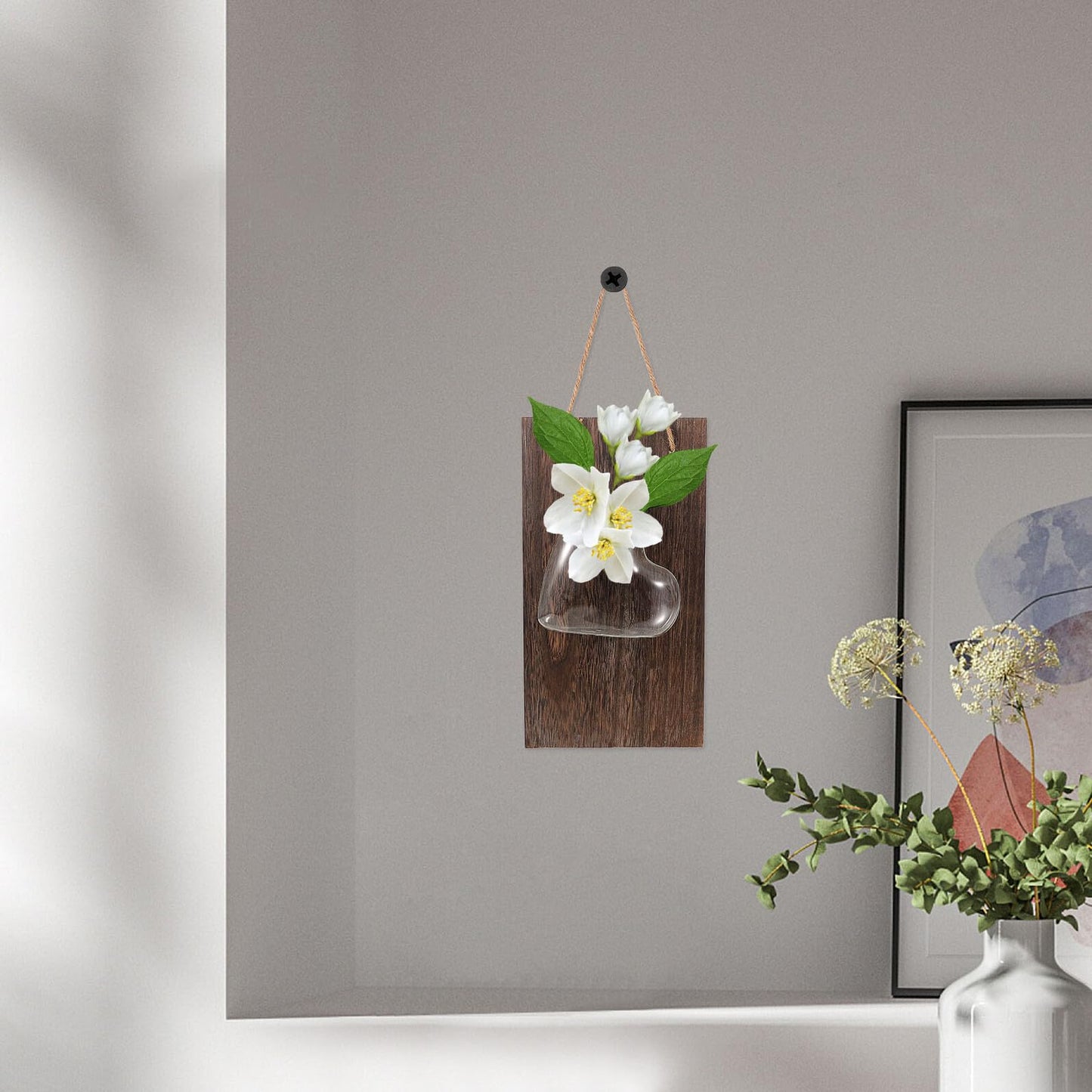 Angoily Wall-Mounted Hydroponic Glass Flower Vase Glass Terrarium Container for Plant Propagation Home Decor Living Room Wall Hanging Ornament