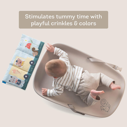 Taf Toys Baby Changing Pad & Crinkle Book - Interactive, Waterproof, Wipeable Changing Table Pad - Diaper Changing Pad for Dresser with Removable Safety Strap, Easy to Clean & Non-Slip Waterproof