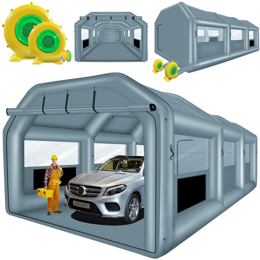 GONFLABLE 26 * 14.5 * 9.5FT Inflatable Spray Booth with 480w+950w Air Blower, Airbrush Paint Booth Blow up Tents for Camping Auto Car Parking Workstation Club