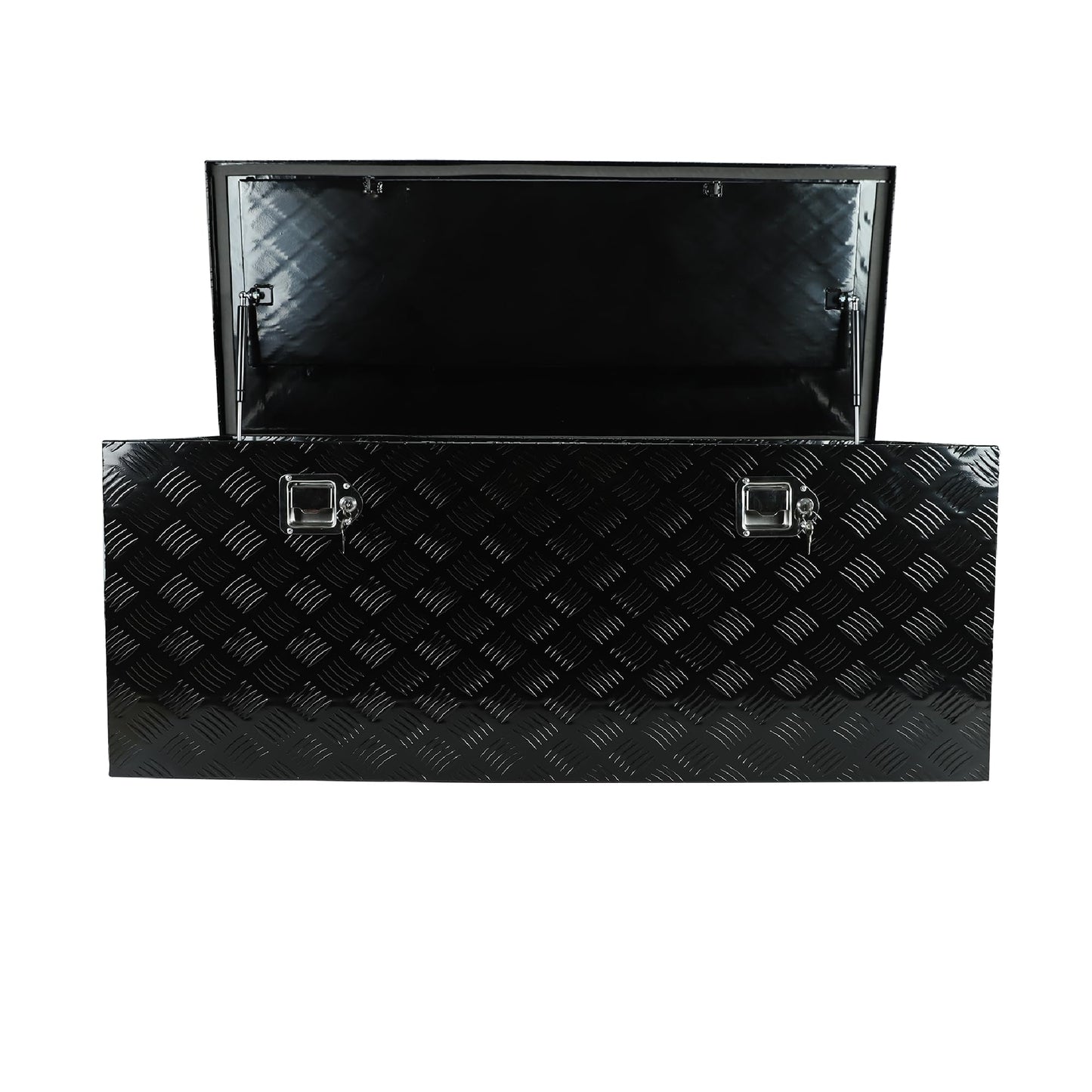 Vigorighter 48 Inch Aluminum Truck Tool Box, 48" x 19.5" x 17.5" Heavy Duty Truck Bed Storage Box for Pick Up Truck RV Trailer, Toolbox with Side Handles, Locks and Keys, Black