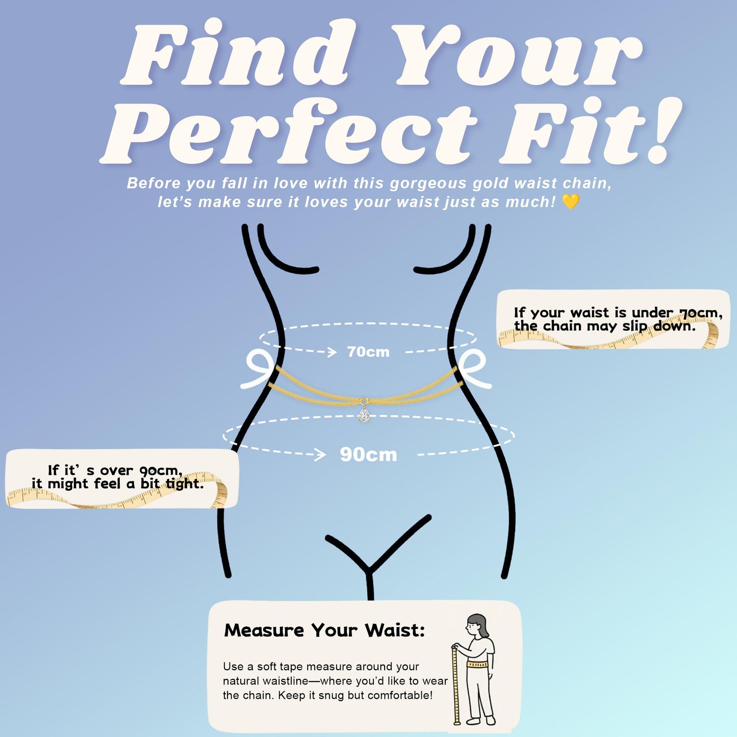 MOODEAR 2PCS Waist Chain Waterproof - 14K Gold Plated Layered Belly Chains with Drop Cubic Zirconia Body Chain Non Tarnish Jewelry for Women Sexy Bikini Belts Gifts for Summer Beach