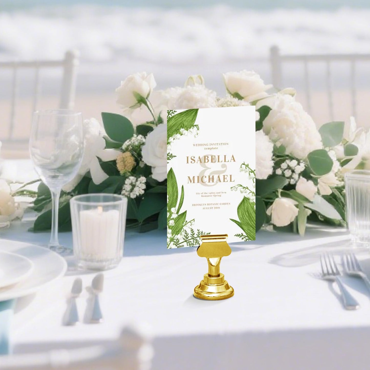 ERYTLLY 24 PK Place Card Holders 1.7 inches Table Card Holder Steel Card Holders for Weddings,Birthdays,Photos, Memo Notes, Restaurants (Gold 24PK)