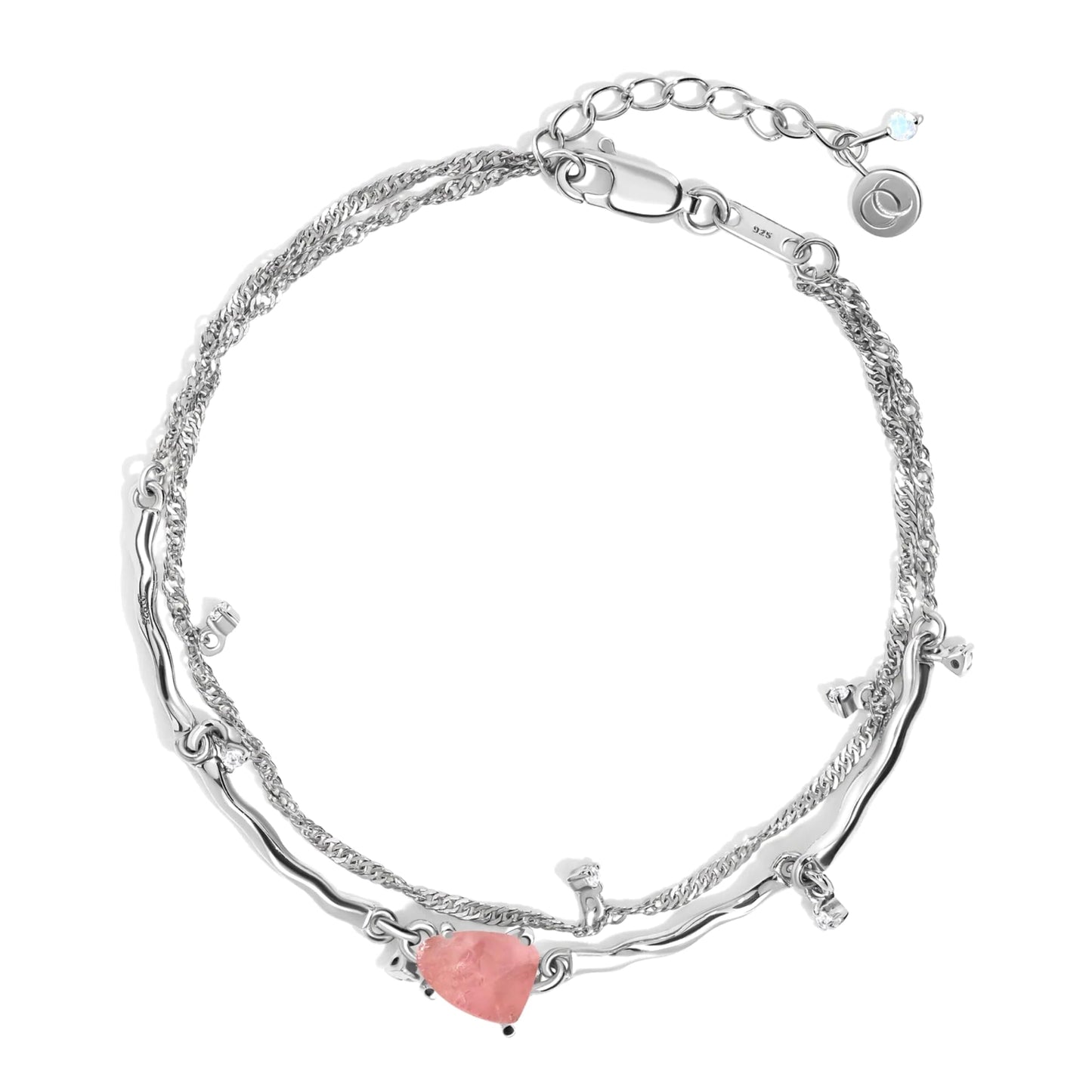 Moon Magic Moonstone Bracelet for Women | Black Obsidian, Rose Quartz Bracelet/Real 925 Sterling Silver | 18k Rose & Yellow Gold Rainbow Genuine Moonstone Jewelry for women | June Birthstone Bracelet