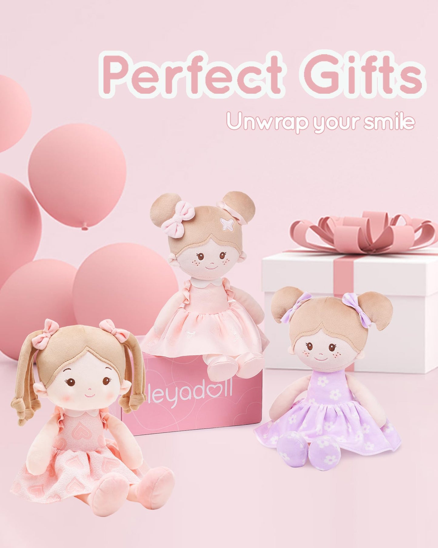 LeyaDoll Soft Baby Doll Toys (16''), My First Baby Rag Doll for 1 Year-Old Girl Birthday Gift, Christmas Plush Toys Gift for Toddler Kids Infants -Sweetheart Girl