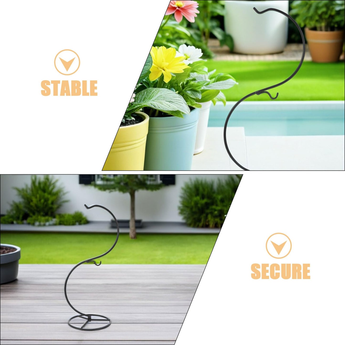 Lurrose 2pcs S-shaped Micro Landscape Bottle Hangers 14x34.2cm Iron Wire Hanging Hook Stand for Glass Terrariums Air Plant Holders Seasonal Ornament Display Home Wedding Decor
