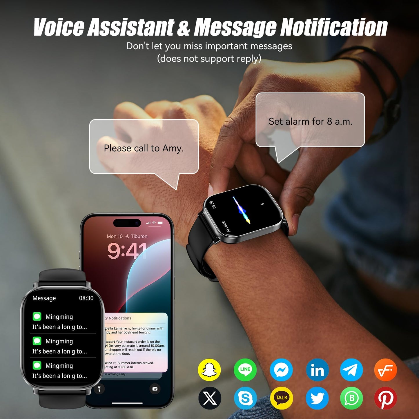 ganopterygon Smart Watch with 2.01" HD Touchscreen, Bluetooth Calling, 120+ Sports Modes, 24/7 Heart Rate & Sleep Monitoring, IP67 Waterproof Fitness Tracker, Compatible with iOS and Android (Black)