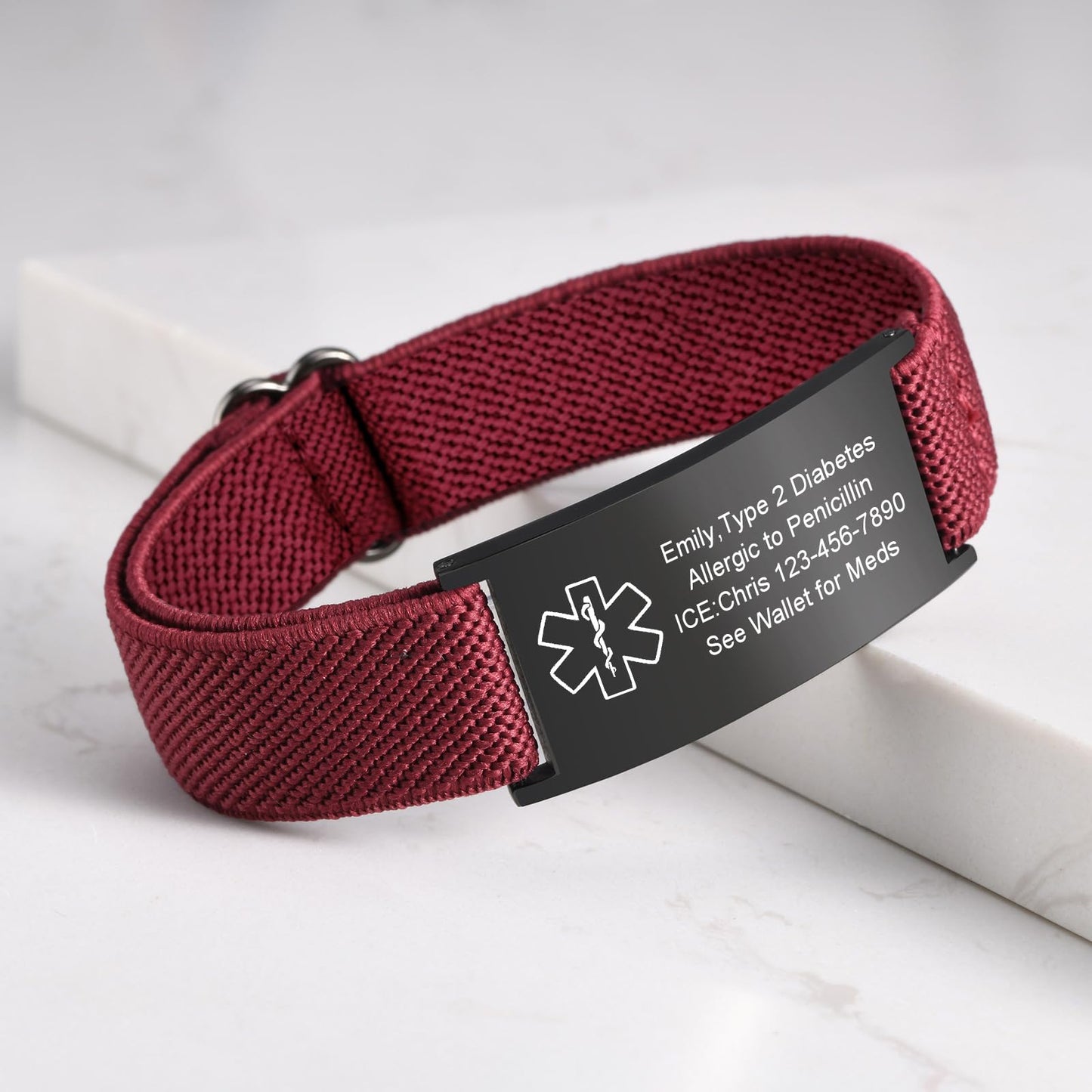 VNOX Medical Alert Bracelets for Men & Women with Free Engraving Adjustable Stainless Steel Mesh Emergency Medical ID Bracelets Wristband