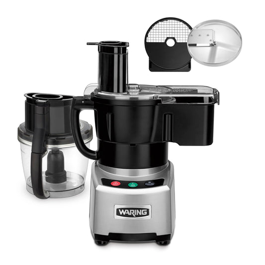 Waring Commercial WFP16SCD 4 Quart Continuous Feed Food Processor, 2 HP Motor, Extra Large Feed Tube, Patented LiquiLock Seal Bowl System, Includes 4 Quart Clear Cutter/Mixer Bowl, Dicing, Shredding, Slicing, Whipping Disc and a Standard S blade for Chopp