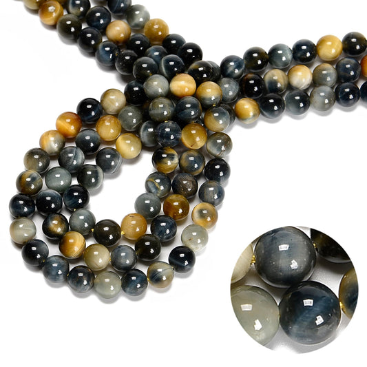 48Pcs 8mm Dream Tiger Eye Gemstone Natural Round Loose Real Stone Beads Gemstone Genuine for DIY Hand Made Craft Jewelry Bracelet Earring Necklace String Making Energy Healing Power