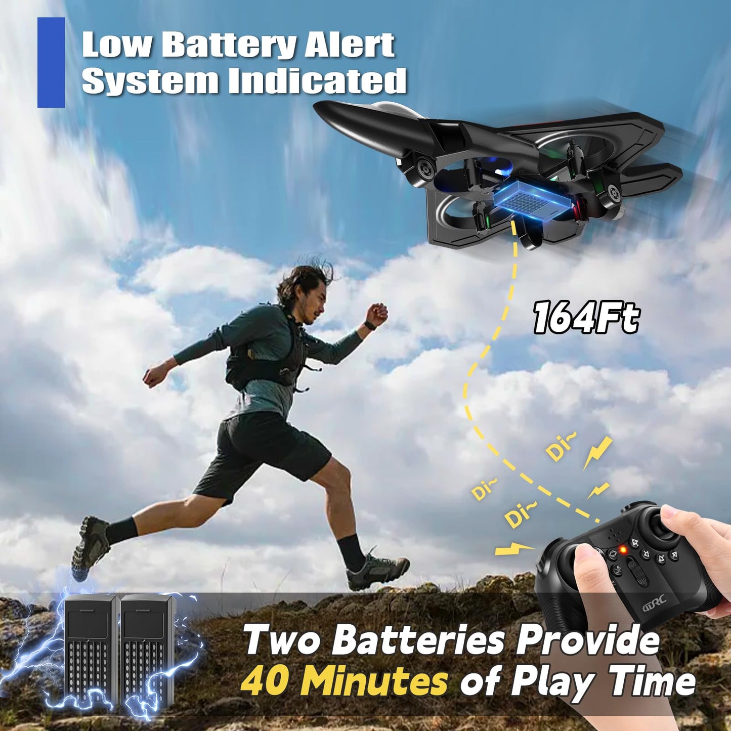 4DRC V32 Foam RC Planes with 3 Batteries, Remote Control Airplanes for Kids Adults 8-16, RC Drone Airplane Helicopter Jet with Light, 360° Flip, Stunt Roll, Airplane Toy Gifts for Kids Boys Adults