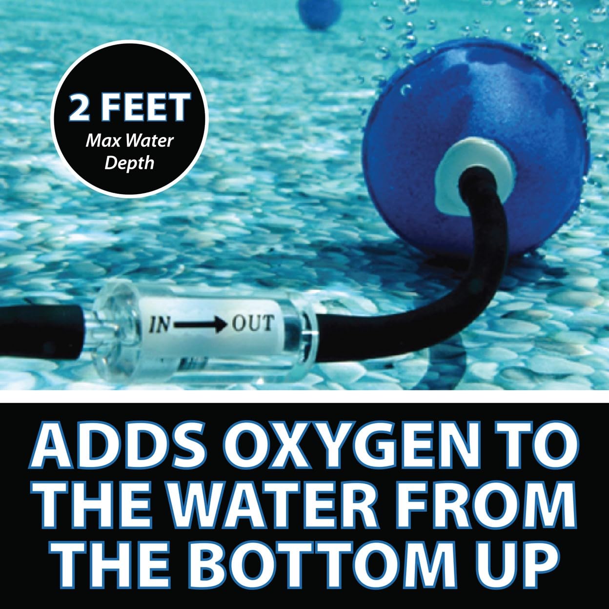 CrystalClear PondAir 4, Complete Aeration Kit, Whisper Quiet Water Garden Oxygenation Bubbler System Adds Oxygen to Koi & Fish Ponds, Outdoor Aerator Compressor Pump, Tubing & 4 Air Submersible Stone