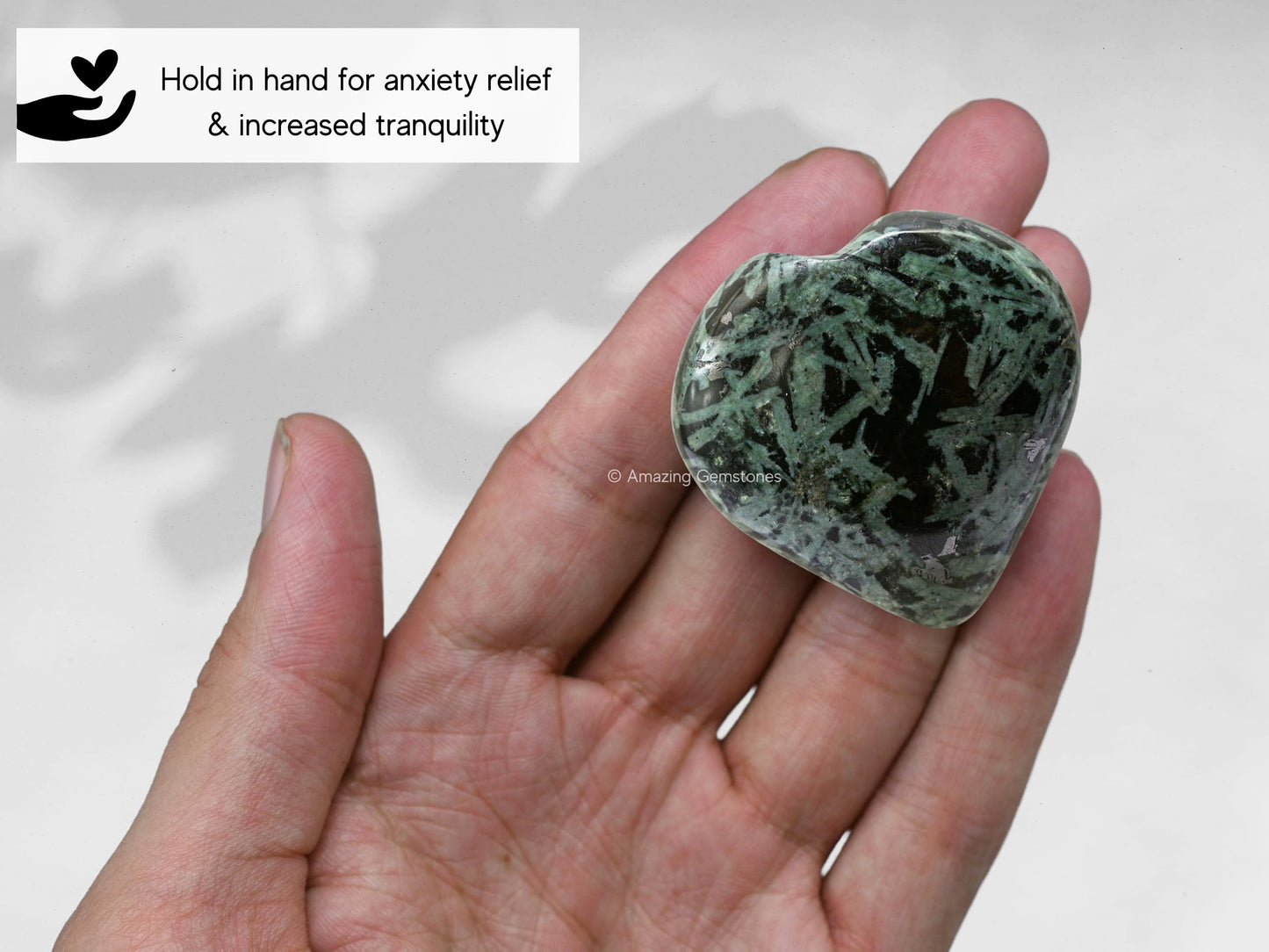 Amazing Gemstone Flower Stone Crystal Heart Palm Stone - Pocket Massage Worry Stone for Natural Body Chakra Balancing, Reiki Healing and Crystal Grid