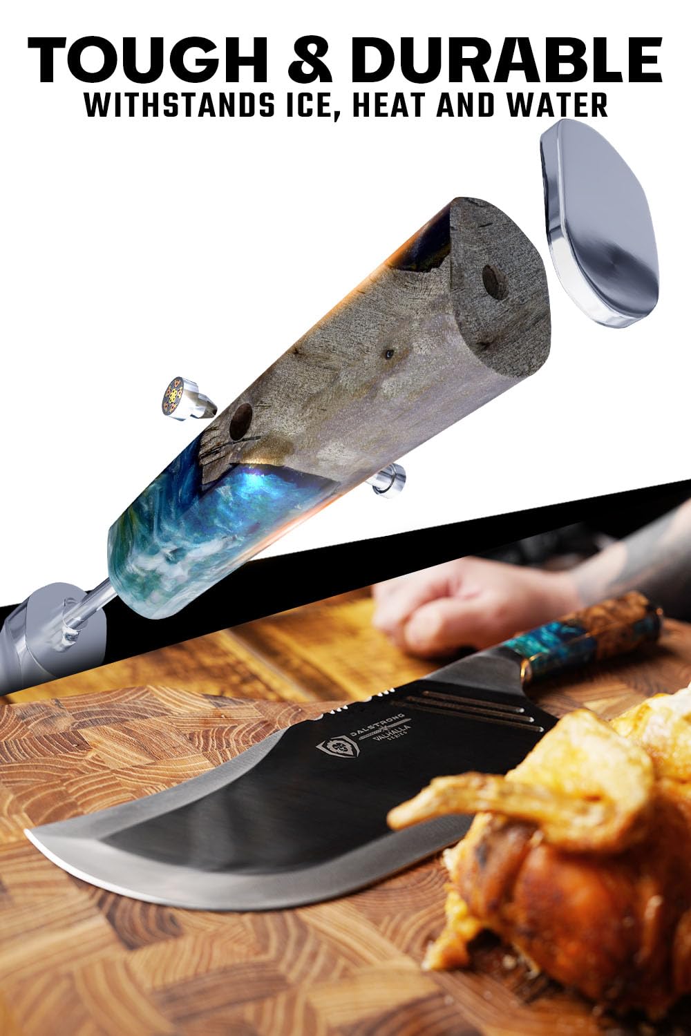 Dalstrong Massive Cleaver Knife - 9 inch - 'The Ravager' - Valhalla Series - 7CR17MOV HC Steel Kitchen Knife - Celestial Resin & Wood Handle - Razor Sharp Meat Cutting Knife - w/Leather Sheath