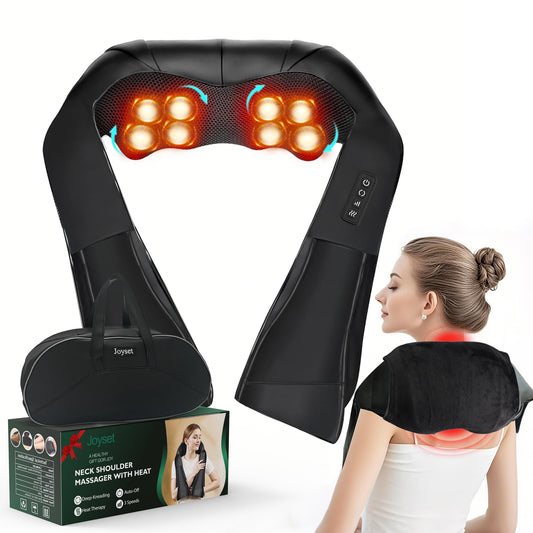 Joyset Shiatsu Neck and Back Massager with Heat,Shoulder Massager for Pain Relief Deep Tissue, 3D Kneading Massage with Cloth Cover,Carry Bag,Best Gifts for Men Women Parents