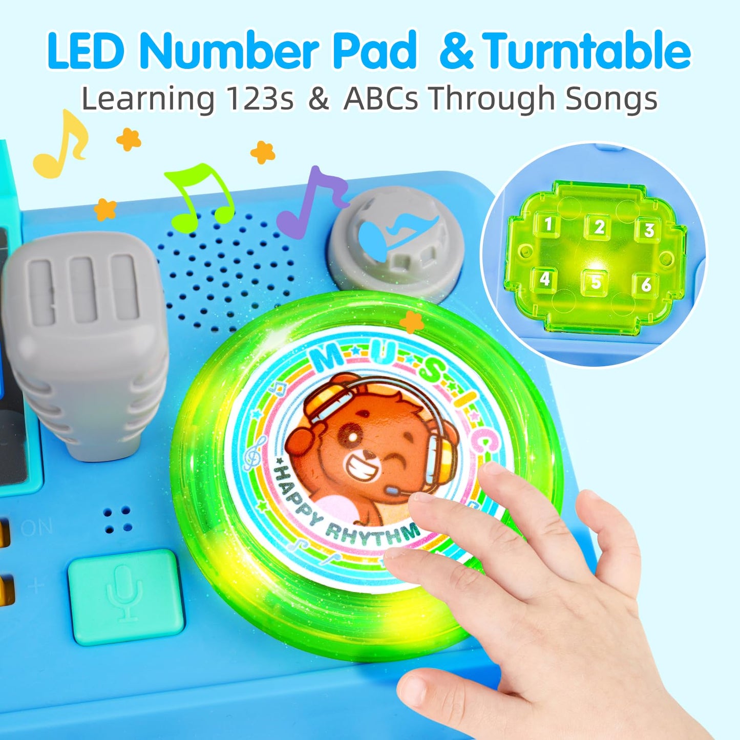 Baby DJ Table for Toddlers 1-3, Baby Musical Piano Toys 6-9-12-18 Months Toddler Activity Learning DJ Mixing Table with Music & Light Educational Toy for 1 Year Old Boy Girl First Birthday Infant Gift