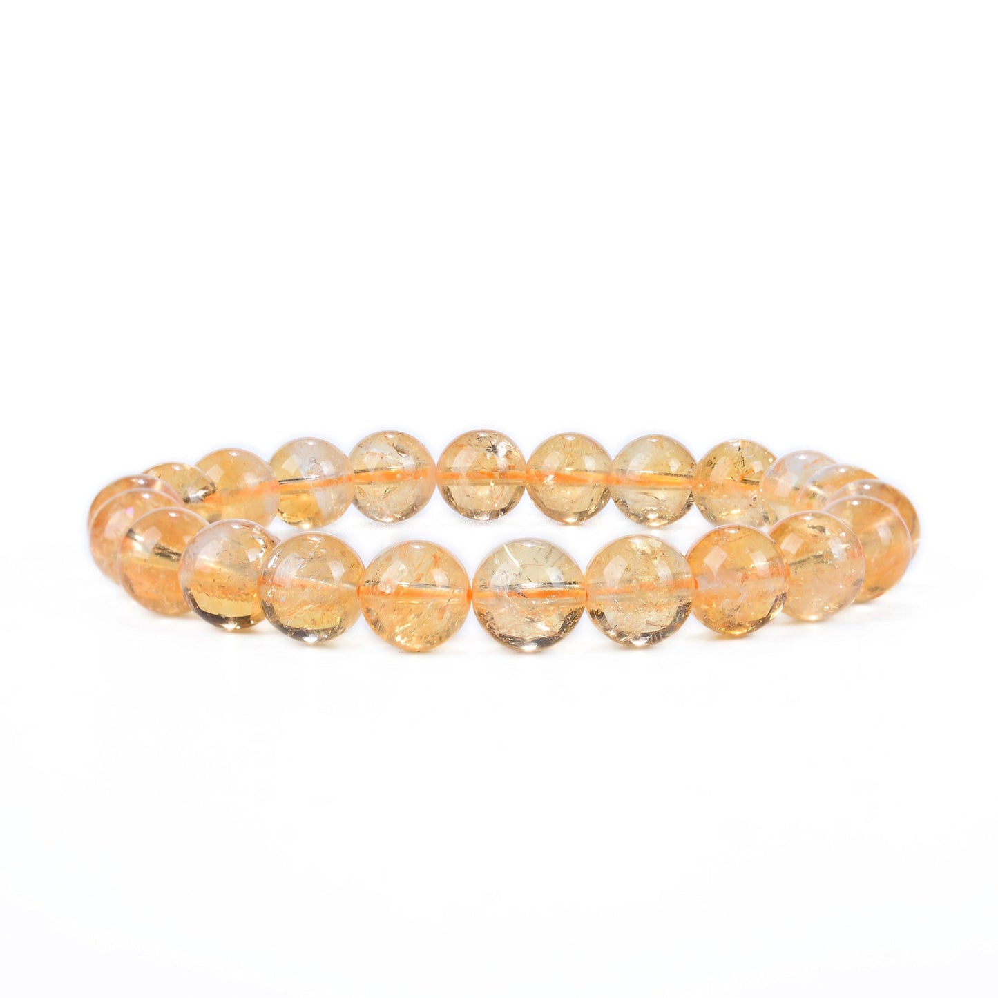 Cherry Tree Collection Citrine Beaded Bracelet – Genuine 8mm Gemstone Stretch Bracelet for Men & Women – Handmade Crystal Bracelet - (Citrine - M)