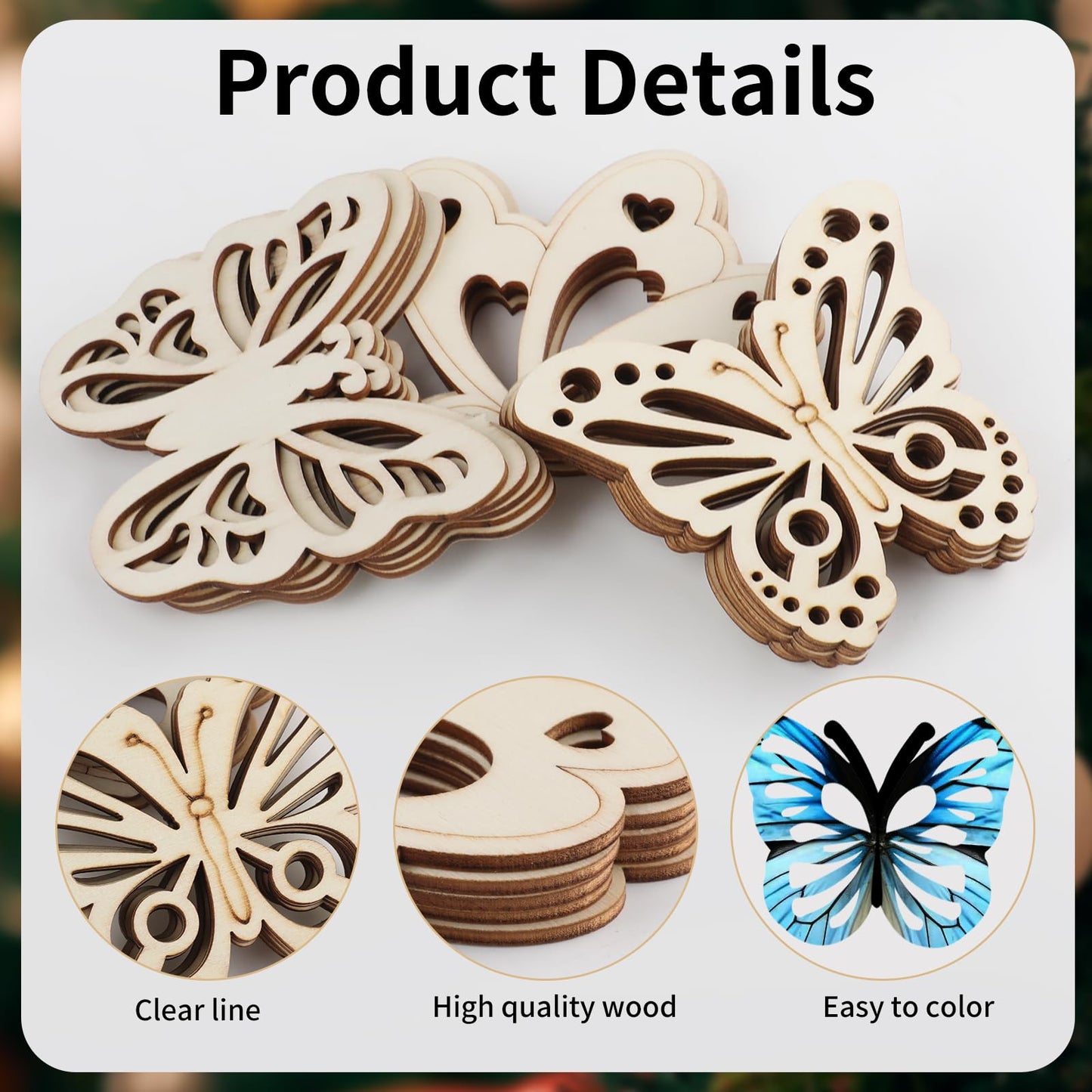 45 Pcs 3.5 Inch Unfinished Wooden Butterfly Shaped Cutouts,9 Styles, 5 Each,DIY Blank Wood Slices for Crafts, Painting,Hollow Butterfly Ornaments, Home Decor