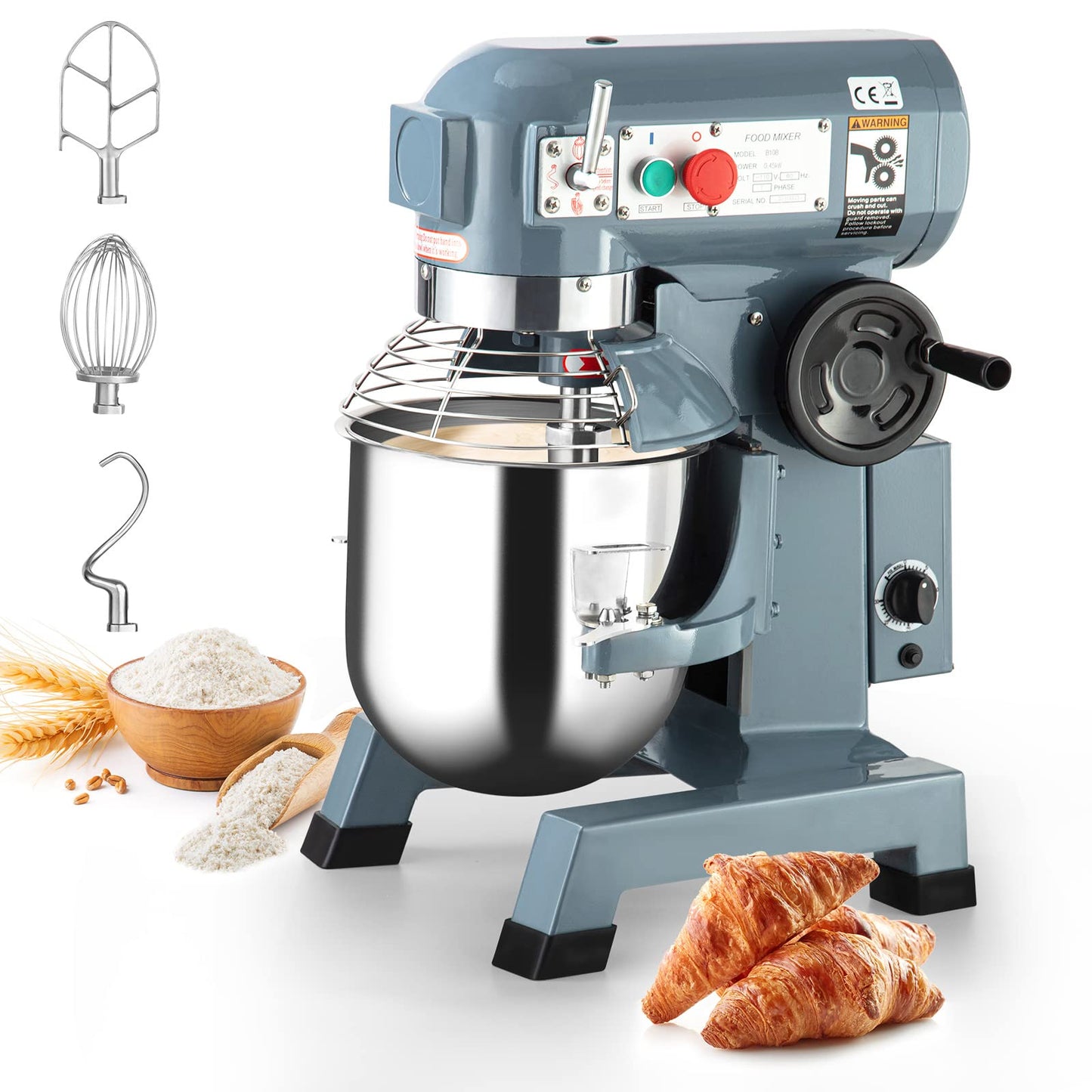 Towallmark Commercial Food Mixer 15QT 600W 110V 3 Speeds Adjustable, Stainless Steel Bowl Stand Mixer With Safety Guard, Premium for Schools Bakeries Restaurants Pizzerias