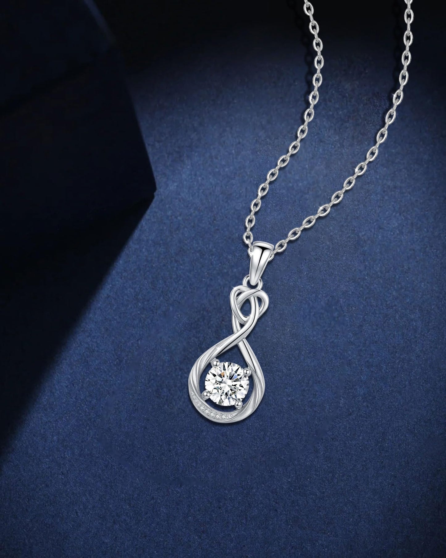 2 Carat Moissanite Necklace 925 Sterling Silver Jewelry AAAAA Cubic Zirconia Infinity Heart Pendant Necklace Best Gifts for Mom Women Girlfriend Grandma Friend Lover Her Wedding Birthday Anniversary