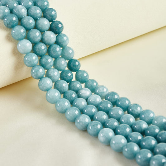 35pcs 10mm Natural Blue Chalcedony Beads Gemstone Beads Round Loose Beads for Jewelry Making