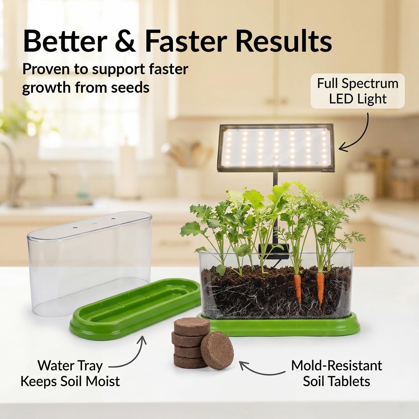 Plant Growing Kit with LED Grow Light & Root Viewer Window, Indoor Garden Kit for Kids & Beginners, STEM Kit, Vegetable & Herb Garden, Indoor Gardening, Science Kit for Kids - Grow Your Own Plant