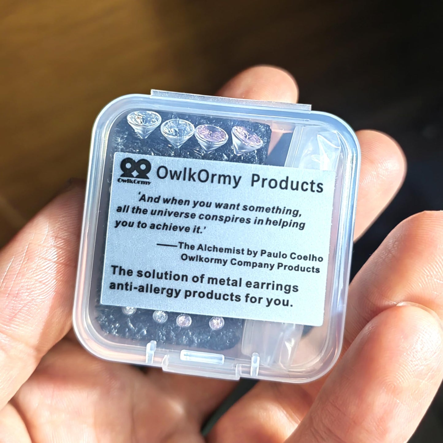 OwlkOrmy 8 Pairs Anti Allergy Plastic Earrings for Sensitive Ears & Include 8 Pairs Silicone Soft earring backs, Birthstone Cubic Zirconia Stud Earrings Kit 2mm 3mm 4mm 5mm in one Set (Clear)