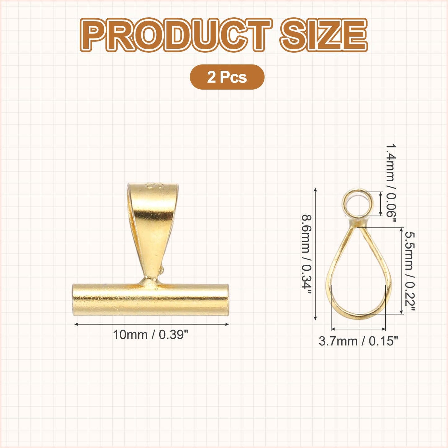 MECCANIXITY 2Pack Sterling Silver Brooch to Pendant Converter, 10mm Pin to Pendant Converters for Jewelry Making DIY Necklace Keychain, Gold