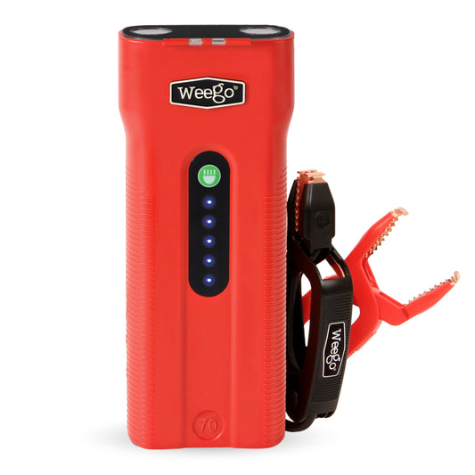 Weego 70: 2500A Self-Use 12V Lithium Car Battery Jump Starter - USA-Engineered Safe Replacement for Jumper Cables - Boat & Car Jumper Starter Portable for All Gas and 5L Diesel Engines (N70)