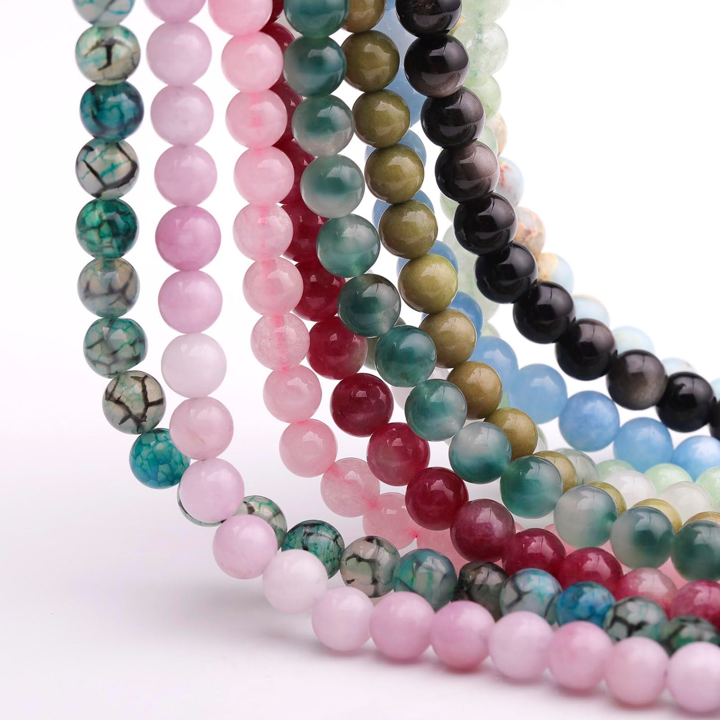 35pcs 10mm Natural Gemstone Beads for Jewelry Making Supplies,Watermelon Tourmaline Healing Crystal Polished Round Loose Stone Beads for Bracelet Necklace 15 Inch