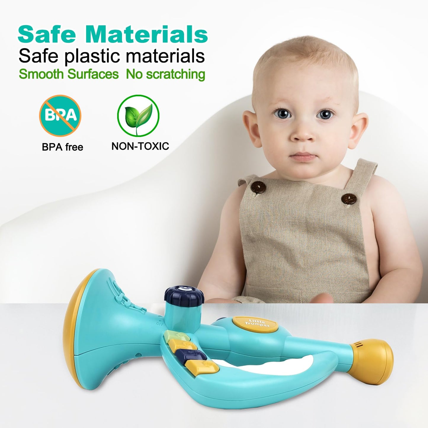 IIROMECI Musical Instruments Toys for Kids, Toddlers Little Trumpet and Baby Educational Toy for Girls & Boys Ages 1-3 (Blue)
