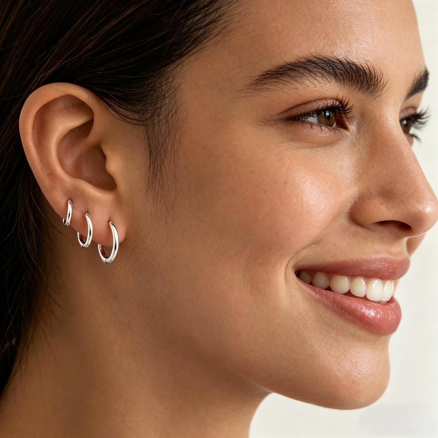 3Pairs Sterling Silver Hoop Earrings Set for Women Trendy Chunky Huggie Dainty Earring Jewelry for Women Teens (Silver - Classic 3 Pairs)