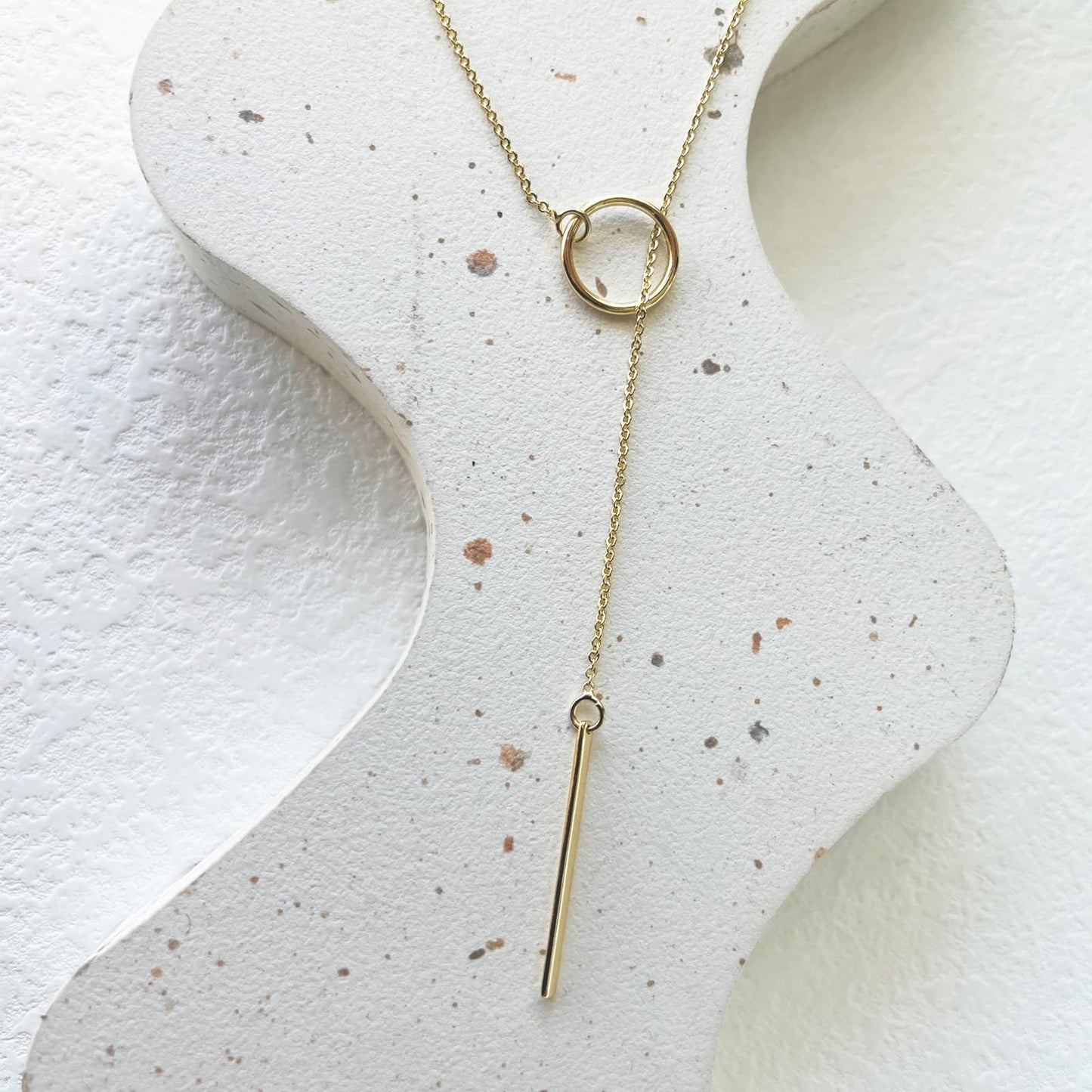 Luxval Gold Necklace for Women Trendy Long Necklaces for Women 14k Gold Plated Lariat Y Necklace Dainty Necklaces Bar Drop Y-Shaped Chain Jewelry Gift Wedding