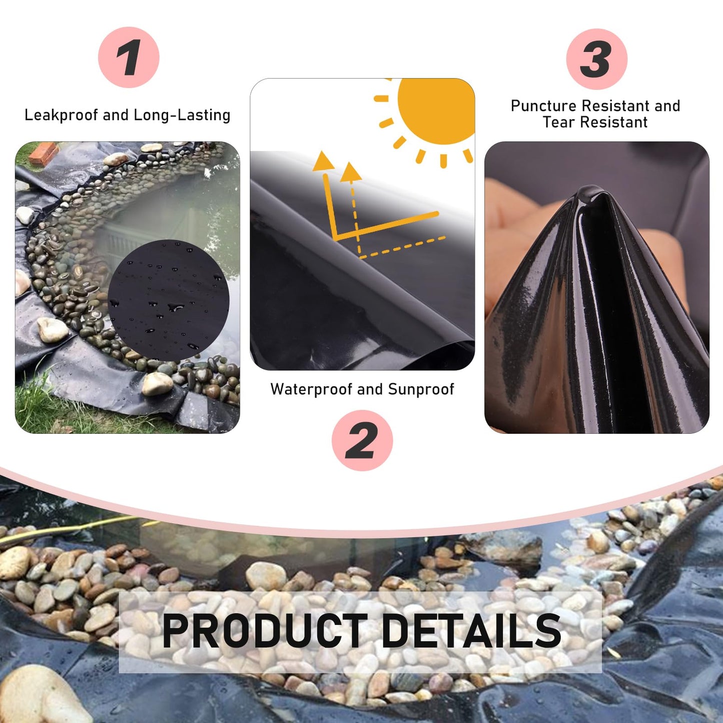 PAULOZYN Pond Liner 13 X 20 Ft, 20 Mil Pond Liners for Outdoor Ponds HDPE, Fish Pond Liner, High Preformed Easy Cutting for Koi Ponds, Garden Landscape, Fountain, Waterfall, Streams