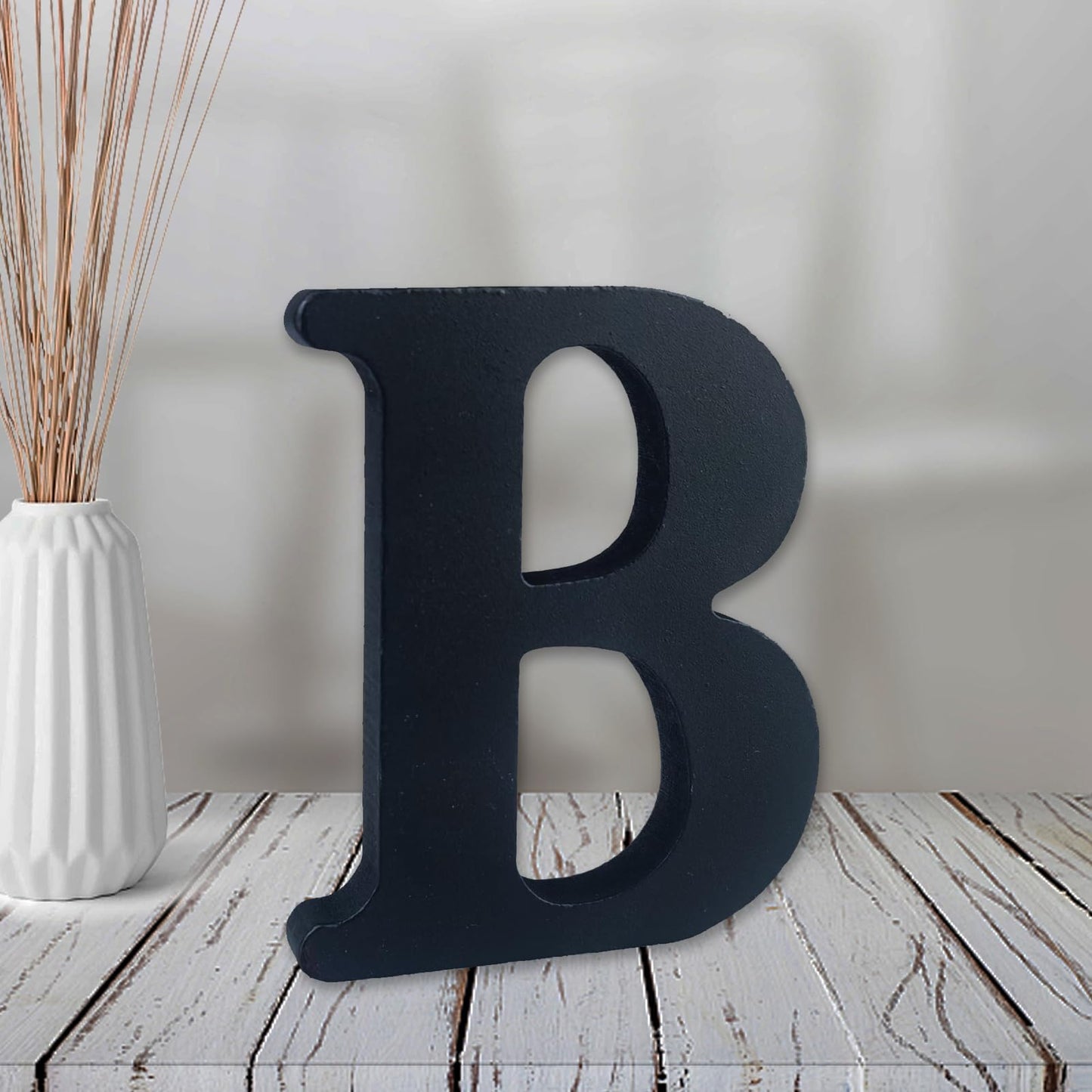 AOCEAN 4 inch Black Wood Letters Unfinished Wood Letters for Halloween Decorative Standing Letters Slices Sign Board Decoration for Craft Home Party Projects (B)