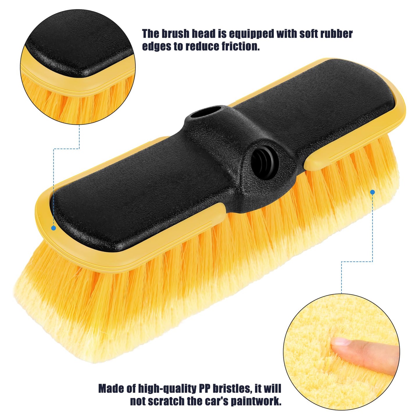 10 Inch Car Wash Brush Head, Scrub Brush Attachment for Long Handle Extension Pole,Outdoor Broom and Scrubbing Brush for Cleaning Window, Wall, House Floor, Deck, Patio, Car (10inch Brush-1Pack)