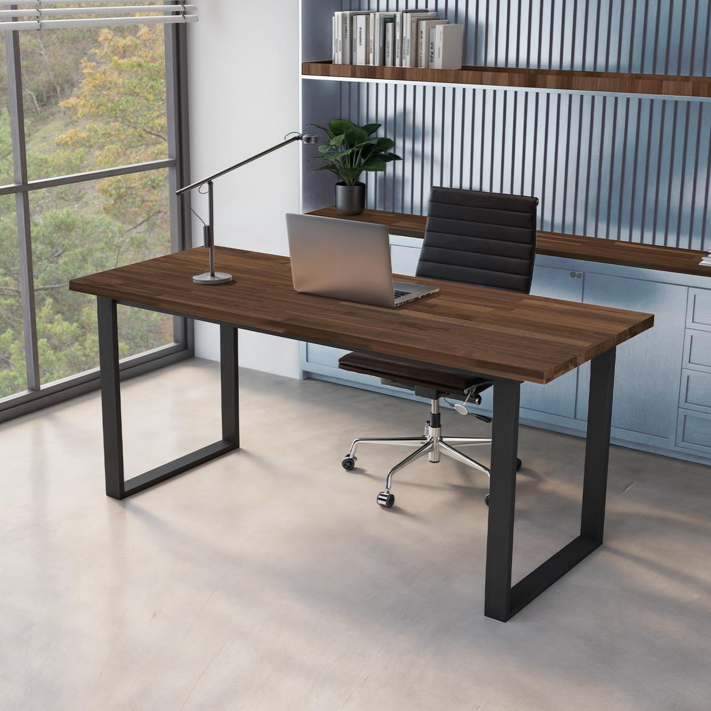 Howizz 48 x 25 in. Solid Wood Table Top, Dark Walnut Stained Acacia Desktop for Standing Desk/Office Tabletop/Countertop, 0.7in. Thick