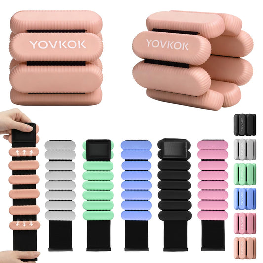 Wrist Weights, Silicone Adjustable Ankle Weights for Women Men - Strengthen Arms and Legs Ideal for for Home Gym Workout, Running, Yoga, Pilates, Barre, Exercise, Strength Training (Flesh Pink, 2 lbs Pair (1lb Each))