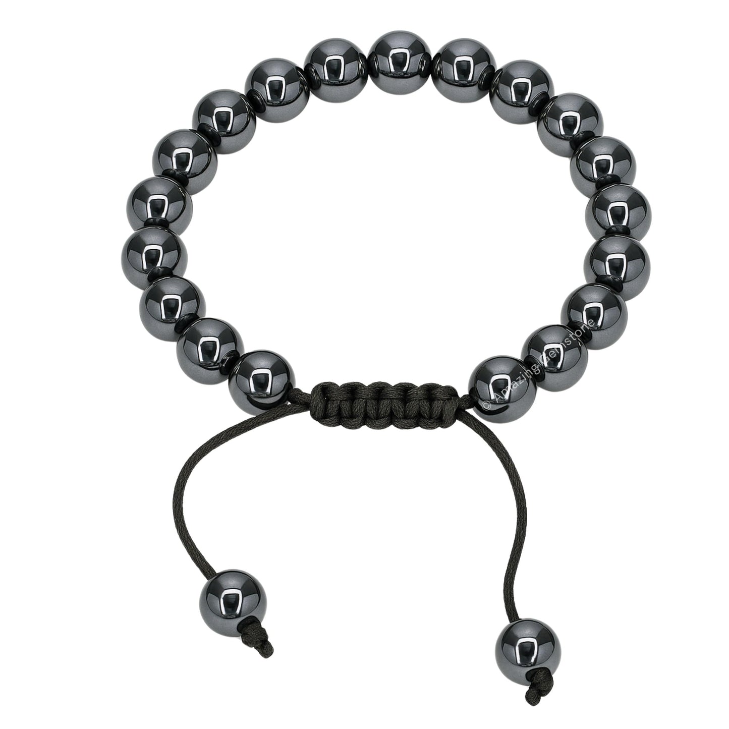 Amazing Gemstone Hematite Bracelet, Gifts For Men & Women - Protection Healing Crystal Bracelet - 8mm Gemstone Beaded Adjustable Bracelet, Pulseras Para Hombres Mujer Stocking Stuffers