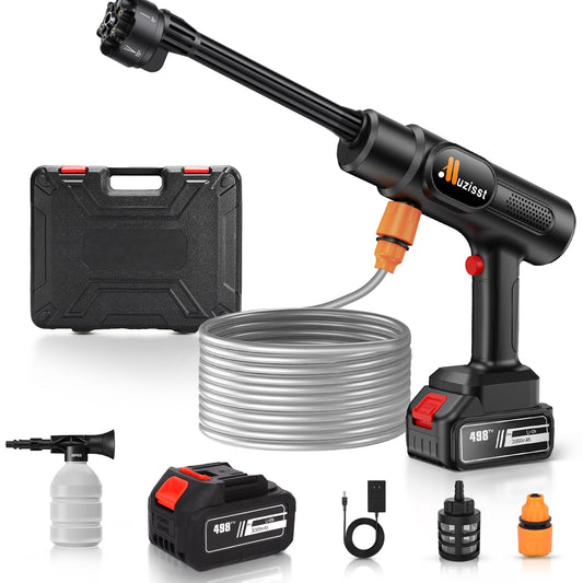Muzisst Cordless Pressure Washer, 900PSI Portable Power Washer, hidrolavadora portatil, 3.0Ah Battery Powered Pressure Washer with 6-in-1 Nozzle, Handheld Pressure Car Washer for Car/Yard/Garden