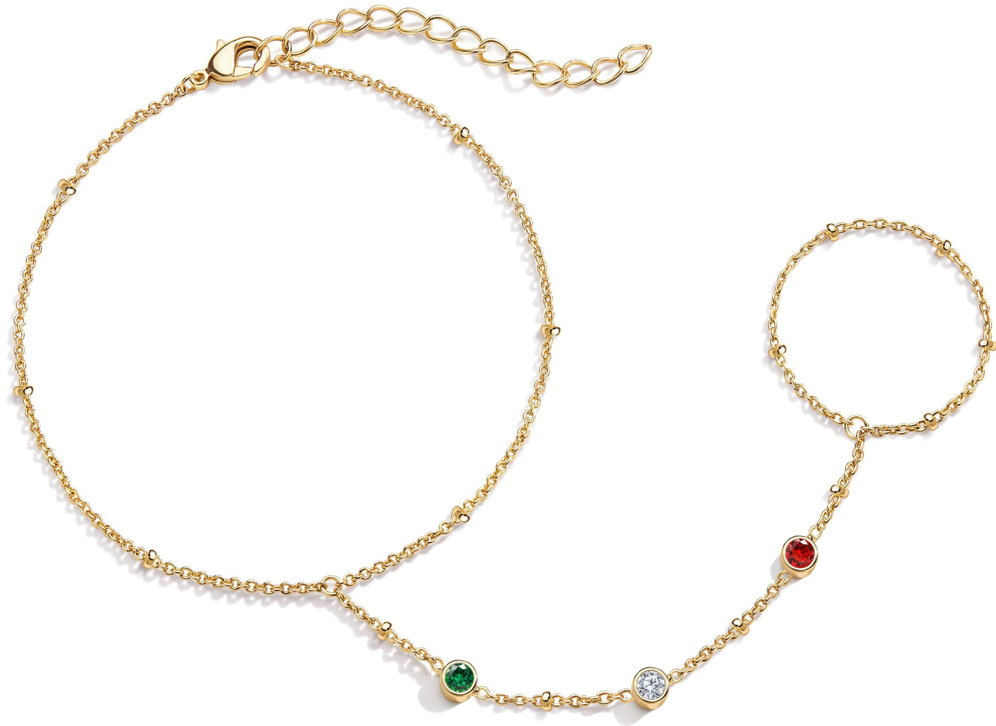 Christmas Hand Chain Bracelets for Women Non Tainish,Dainty Red White Green Festive Holiday Bracelets for Women Christmas Bracelets for Christmas Stocking Stuffer Jewelry Gifts