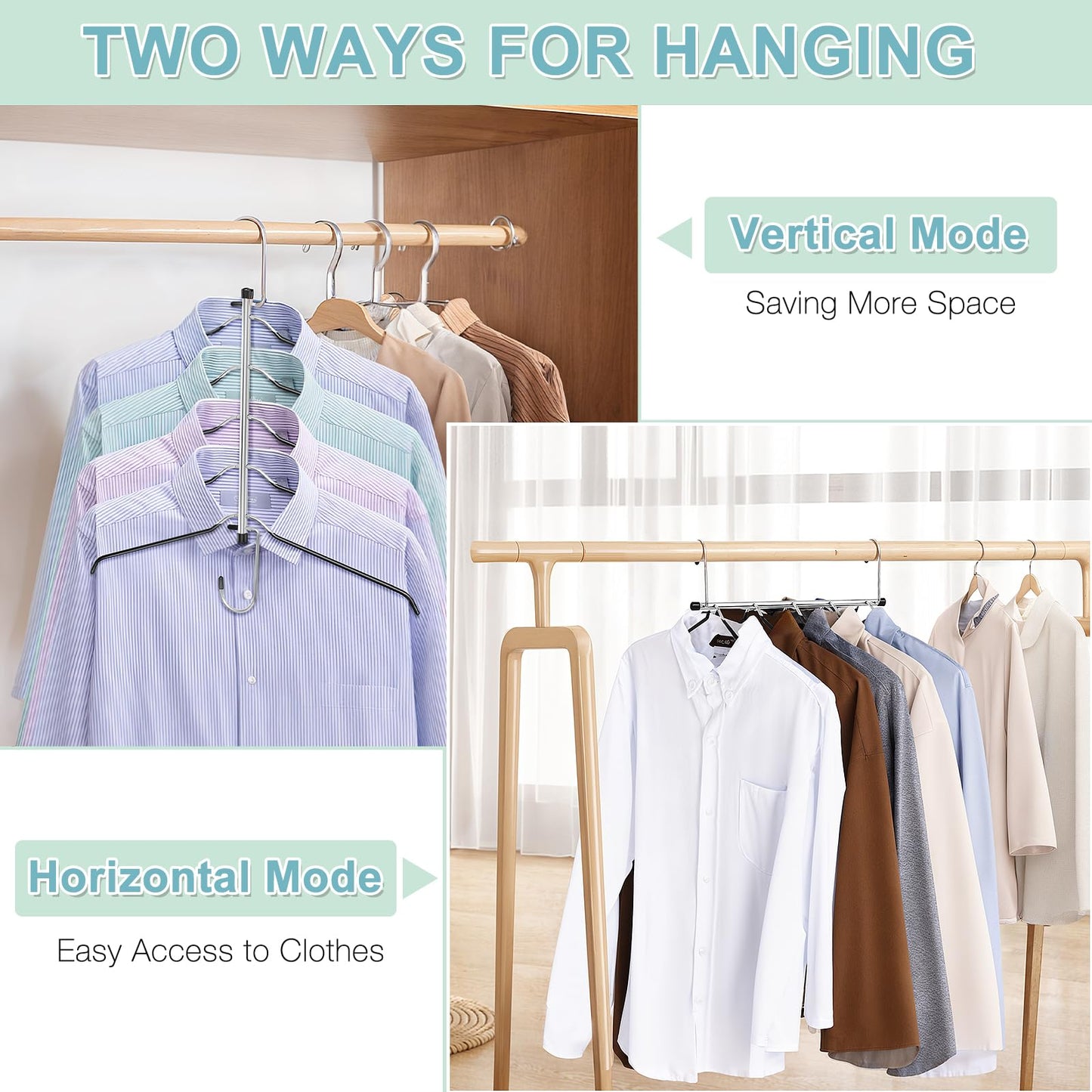 Clothes Hangers Space Saving Shirt Hangers, Lomrsiul Non Slip PVC Coating Multi Blouse Hangers Shirt Organizer for Closet Organizers and Storage for T Shirt Sweater Hoodie Coat Dress Black 2 Pack