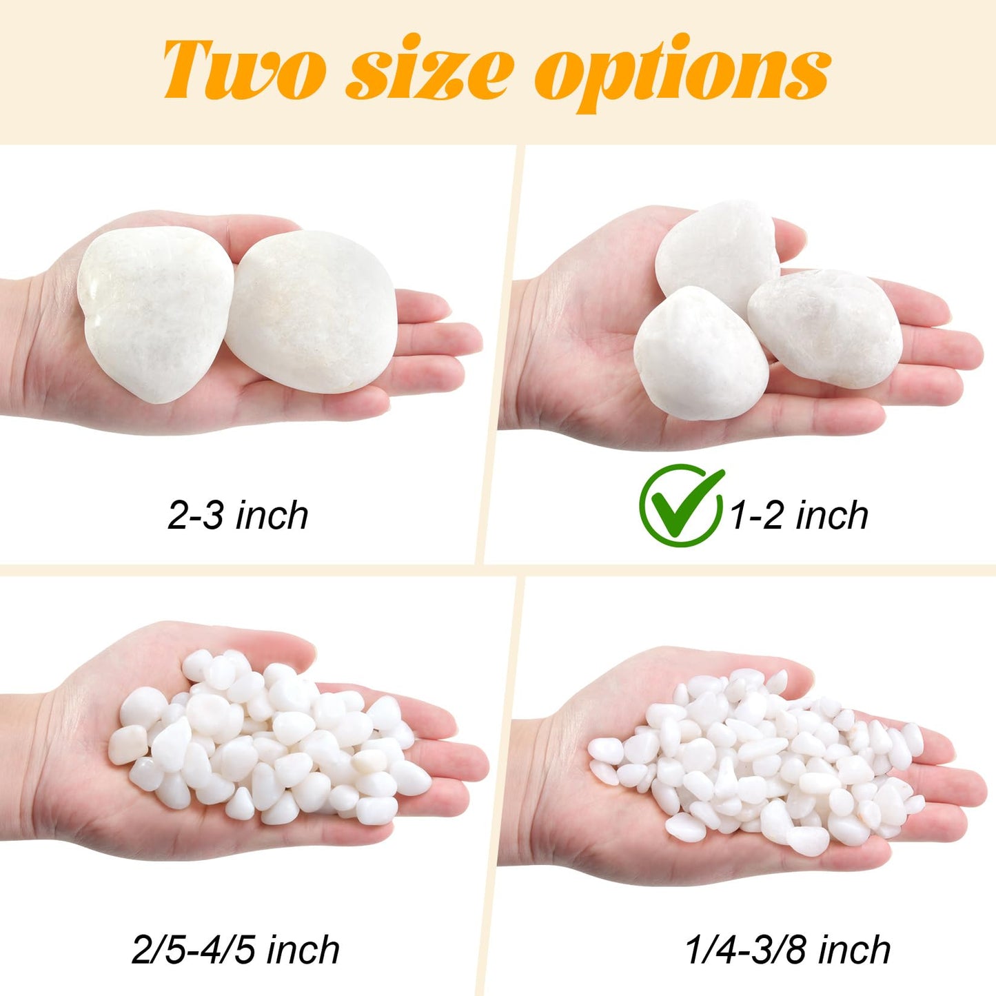 RUOJAS 5 lb Natural Polished White Pebbles, 1-2 Inch Decorative White Rocks for Potted Plants Pot Filling Aquariums Outdoor Street Scape Decorative Rocks