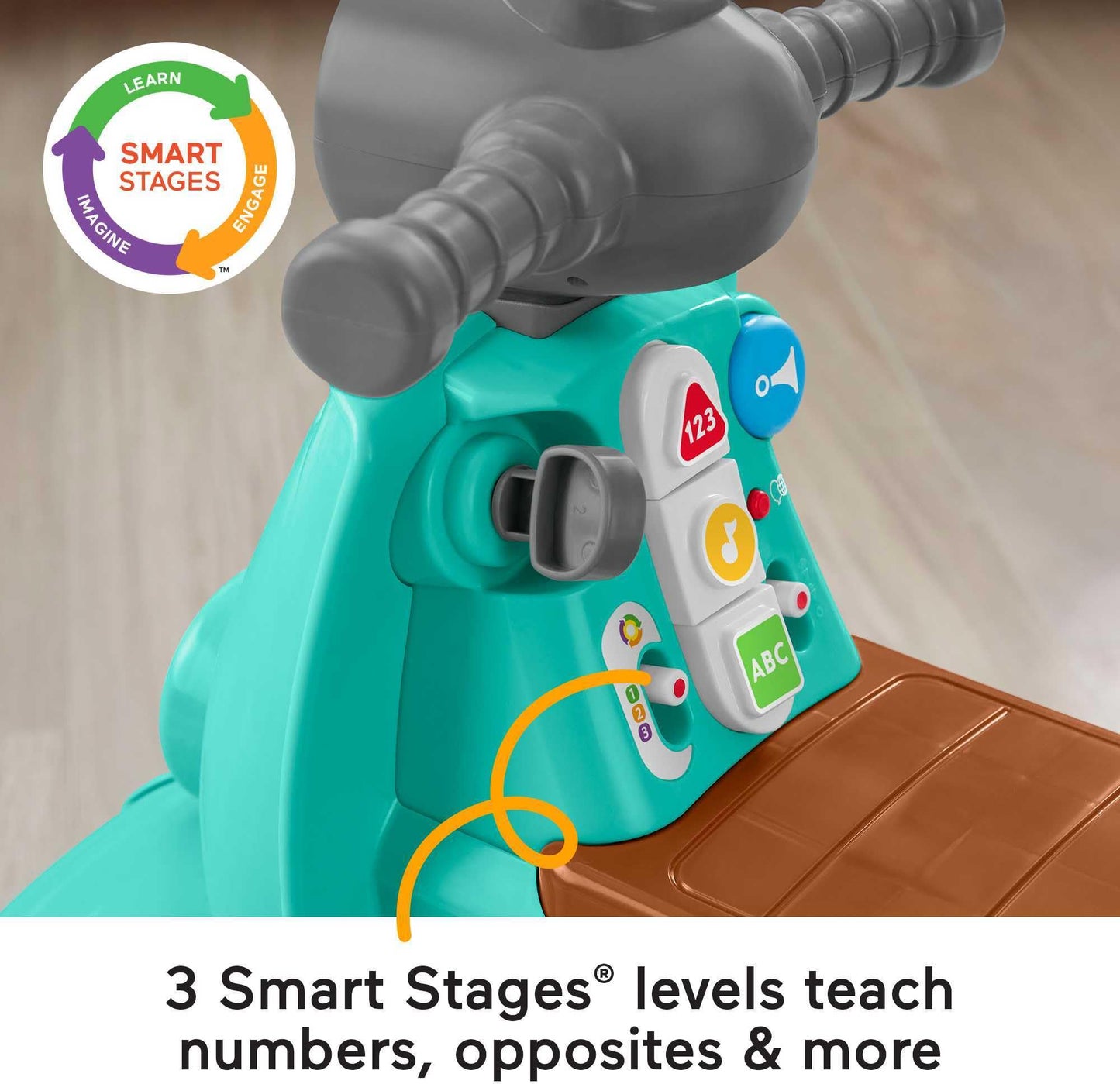 Fisher-Price Laugh & Learn Toddler Ride-On Toy, Smart Stages Cruise Along Scooter with Lights Music and Learning for Ages 1 Year and Up (Amazon Exclusive)